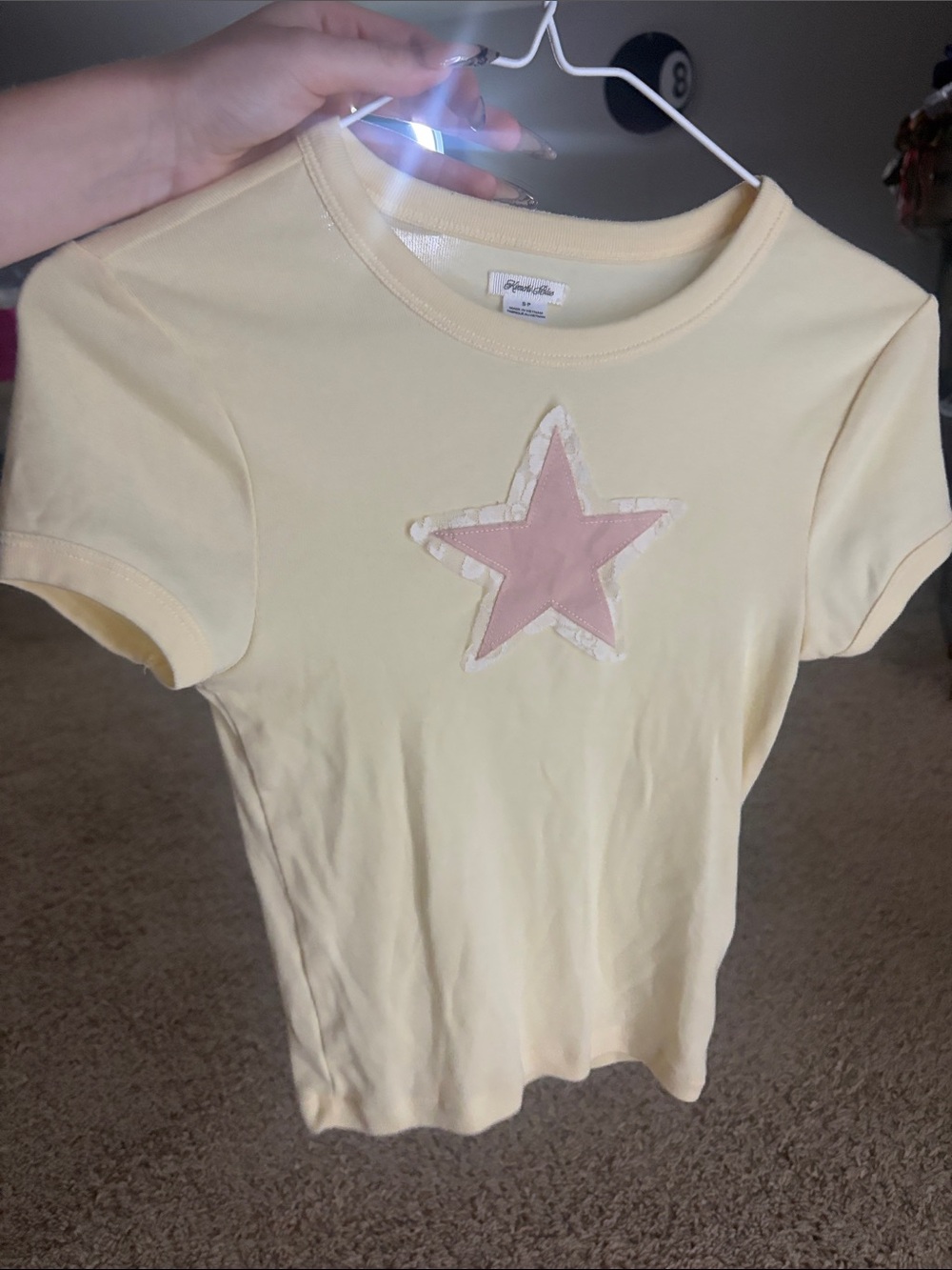 Urban Outfitters Pale Yellow Short Sleeve Tee with Pink Star